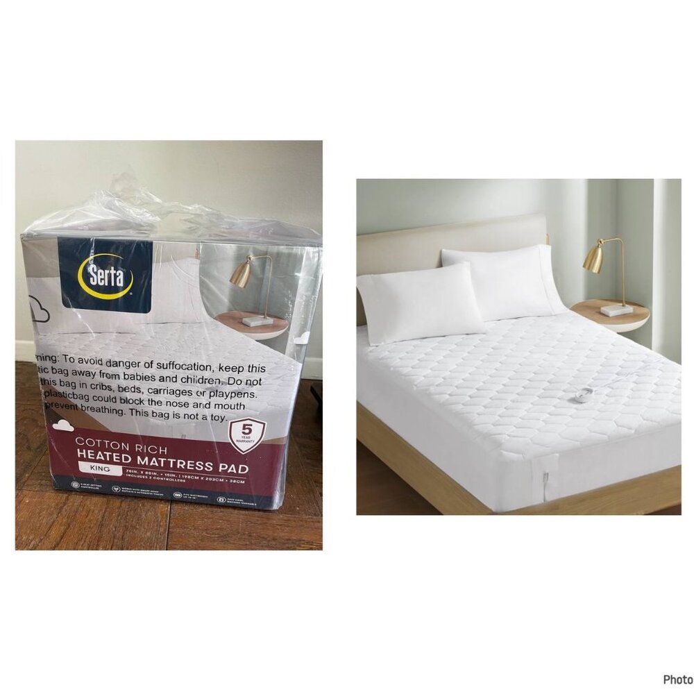 Brand New Serta Cotton Rich Heated Mattress Pad, King size